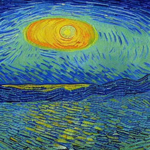 Prompt: sunrise painted by van gogh