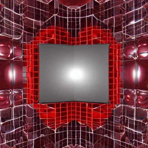 Prompt: chrome spheres on a red cube, pointcloud
