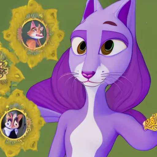 Image similar to princes jasmin, anthropomorphic cat, in the style of zootopia