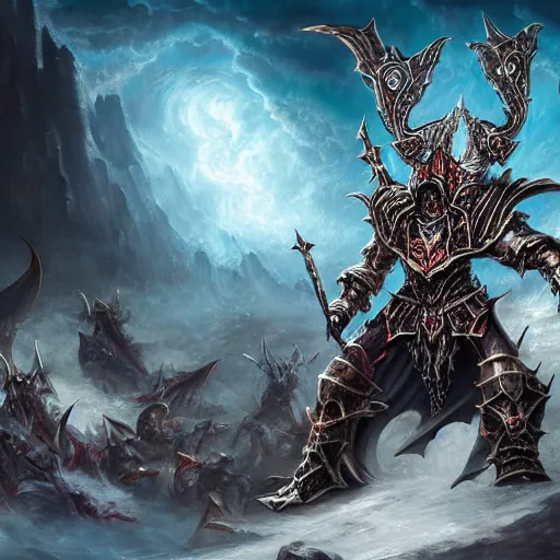 Image similar to archaon the everchosen, dungeons and dragons, d&d, artstation hall of fame gallery, #1 digital painting of all time, most beautiful image ever created, emotionally evocative, greatest art ever made, amazing breathtaking image