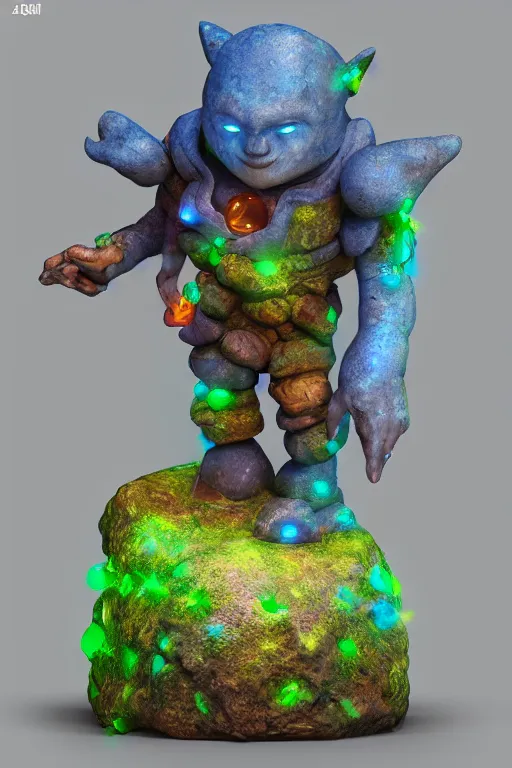 Image similar to arcane fantasy art giant golem elemental wood rock bastion forged gemstone enchanted forest troll, global illumination ray tracing hdr fanart arstation by sung choi and eric pfeiffer and gabriel garza and casper konefal lisa frank zbrush central hardmesh radiating a glowing aura