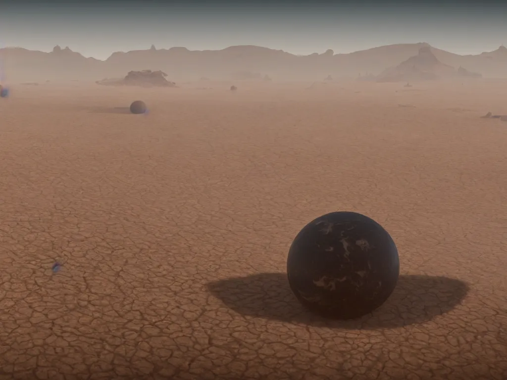 Image similar to a distant desert dystopian earth at far distance with full planet in frame, dusty unreal engine, hyperrealistic, Cryengine 8k UHD