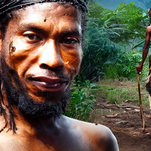 Image similar to king von footage, he still alive in sentinel island, smoke kratom, uhd, hyper realistic, 4 k, extremely detail, style by steve mccury and annie leibovitz