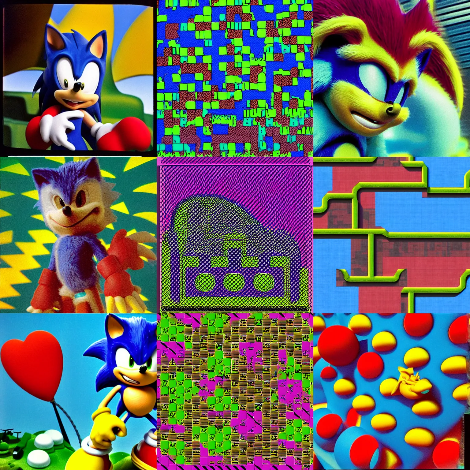 Prompt: velvia closeup sonic the hedgehog dreaming of puffy portrait colossal claymation scifi checkerboard matte painting landscape of a surreal acid, sonic the hedgehog retro moulded domineering craven chubby soggy roomy noxious fluttering checkerboard background 1 9 8 0 s 1 9 8 2 sega genesis video game album cover