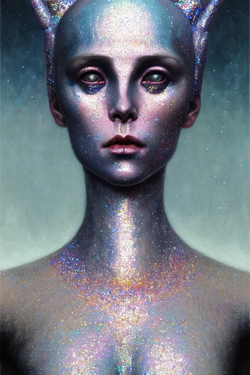 Prompt: pearlescent gorgeous cute lilith the mother of all monsters, covered in iridescent glitter!, raining ash, fine art masterpiece, highly detailed dino valls wayne barlowe machiej kuciara, dramatic lighting, long shot, low angle, uhd 8 k, sharp focus