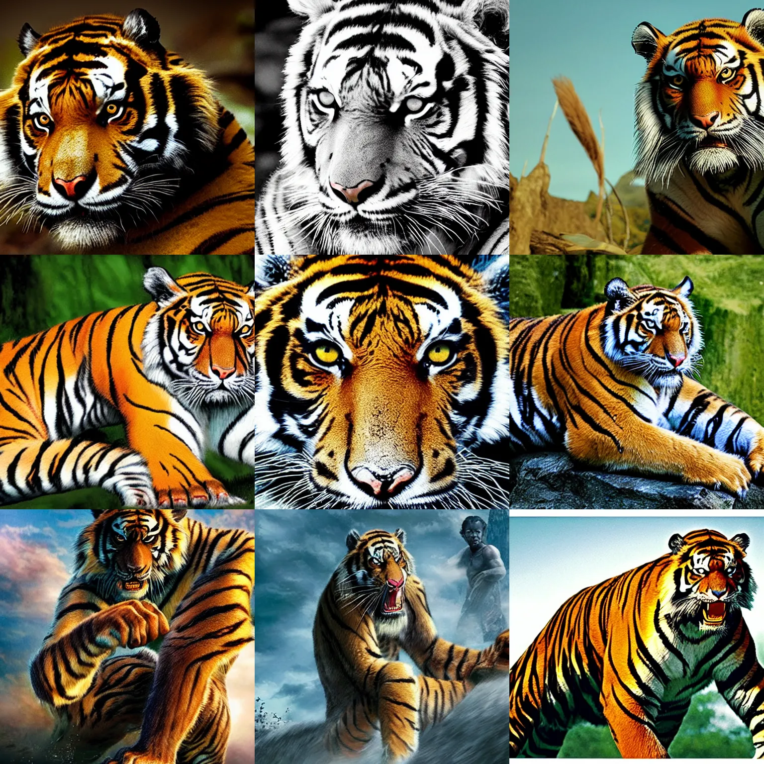 Prompt: ( tiger king ) ( crouching tiger ) ( king kong )