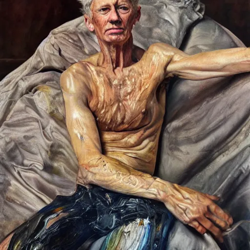 Prompt: high quality high detail painting of adrein broddy by lucian freud and jenny saville hd golden - n 9