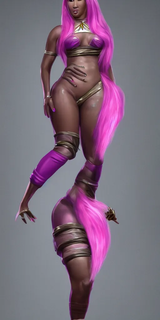 Prompt: a still nicki minaj realistic render full body, she is walikng away