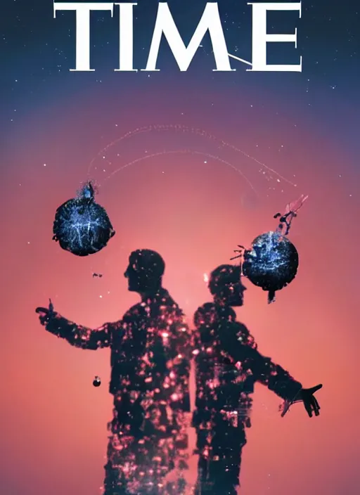 Prompt: TIME magazine cover, the coming AI singularity, to infinity and beyond, 4k, 8k