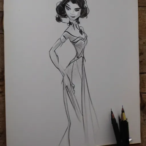 Image similar to milt kahl sketch of victoria justice as princess padme from star wars episode 3