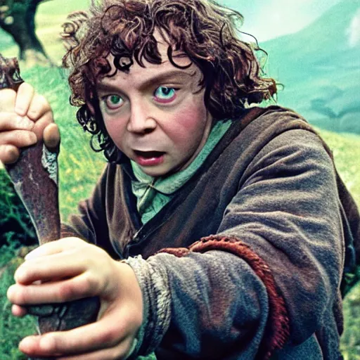 Prompt: Bartook is a twenty-something hobbit with curly brown hair who is slightly overweight, high resolution film still, movie by Peter Jackson