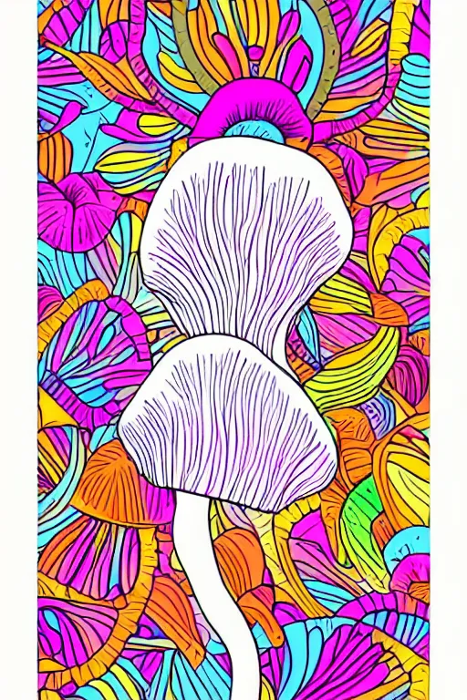 Prompt: minimalist boho style art of a colorful mushroom, illustration, vector art
