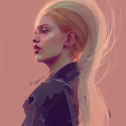 Image similar to Beautiful girl with blond hair profile picture by Greg Rutkowski, asymmetrical, Organic Painting , Matte Painting, geometric shapes, hard edges, street art, trending on the artstation:2 by Sachin Teng:4