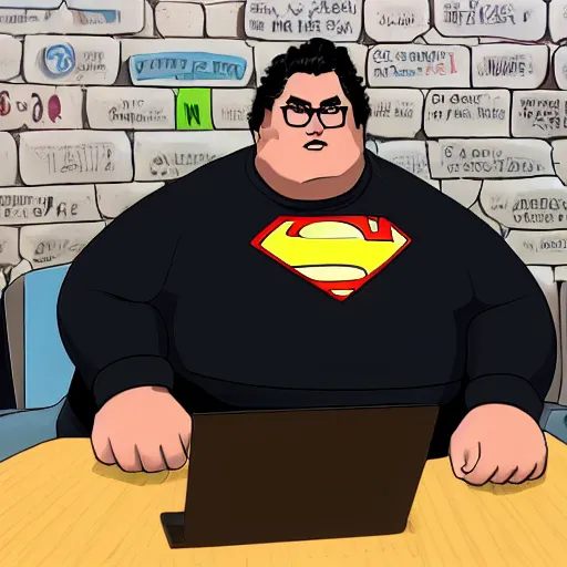 Prompt: A fat superman moderating on discord