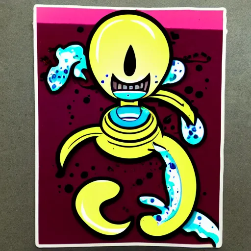 Image similar to die cut sticker, gomu gomu no gatling, splatter paint