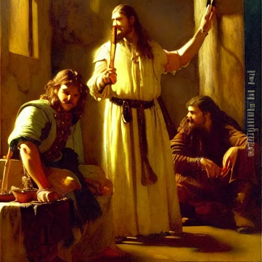 Image similar to the lord of the rings, painting by gaston bussiere, craig mullins, j. c. leyendecker, johannes vermeer