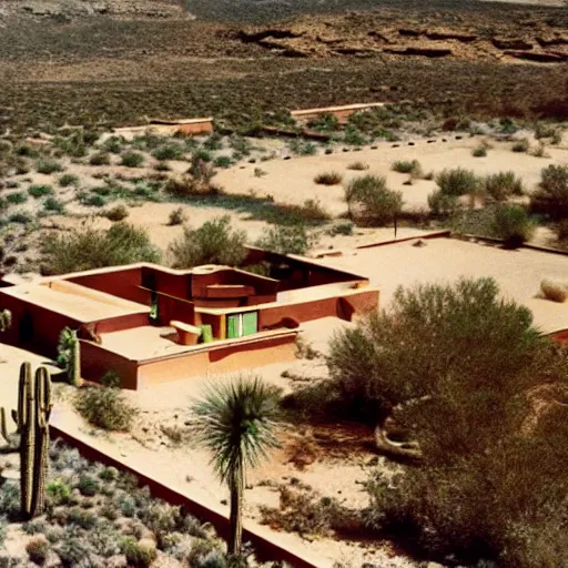 Image similar to a desert villa in 1 9 7 4 color