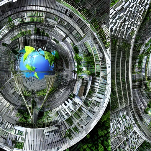 Prompt: venus project city, future, freedom, vegetation and architecture