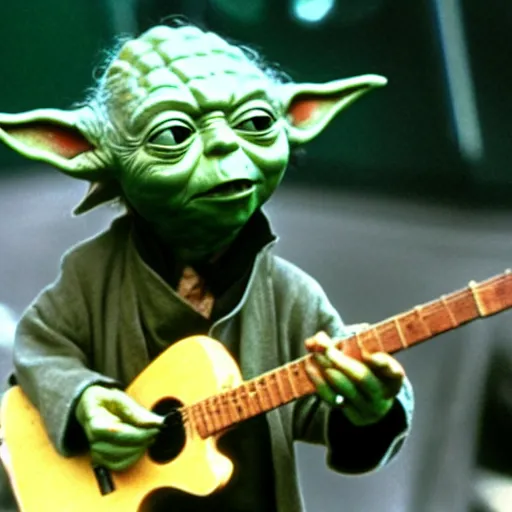 Image similar to yoda performing at woodstock