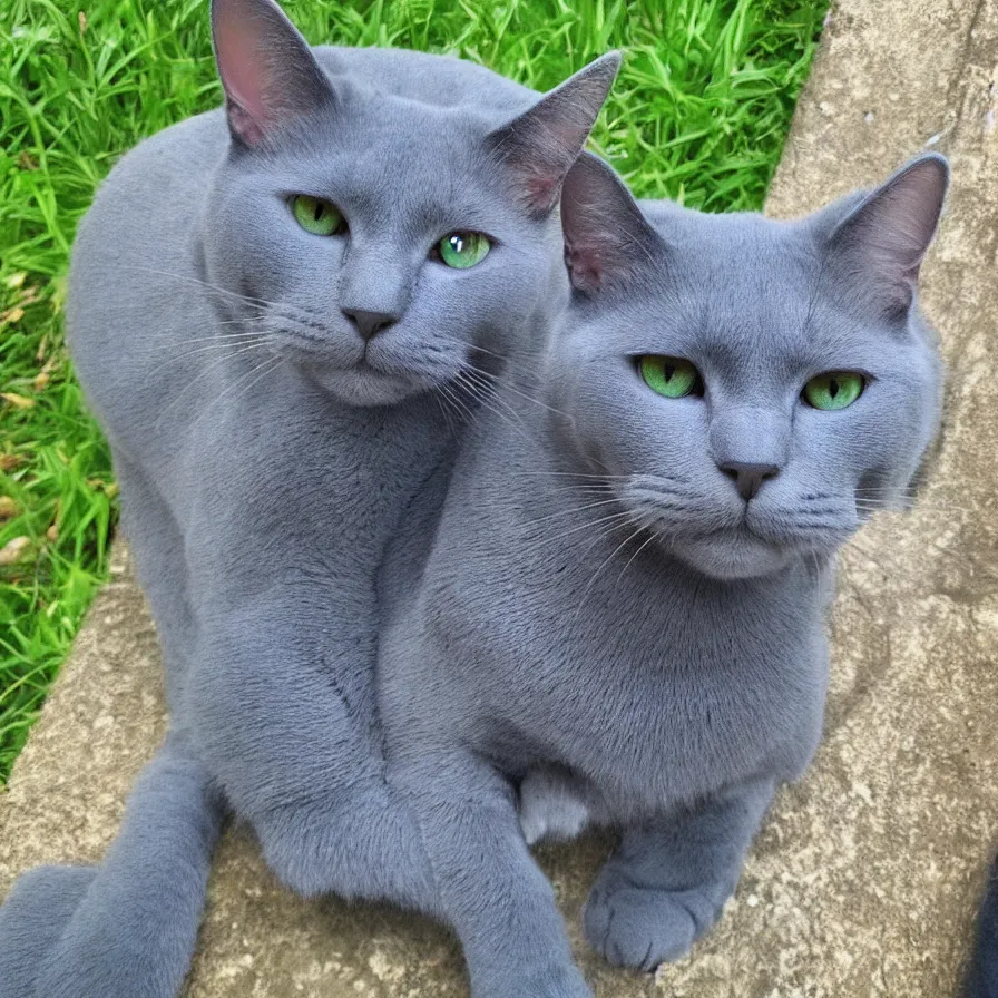 Image similar to “russian blue cat alert staring at camera ”