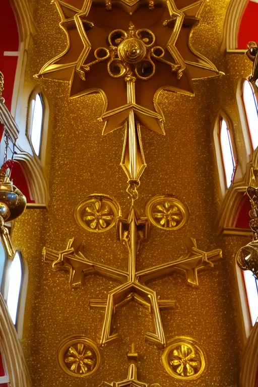 Image similar to photo inside a church, golden ornaments highly detailed