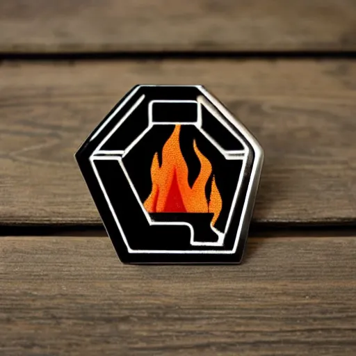 Image similar to retro minimalistic clean fire warning enamel pin