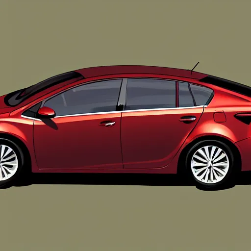 Image similar to leonardo de vincis detailed schematics of a kia forte, drawn