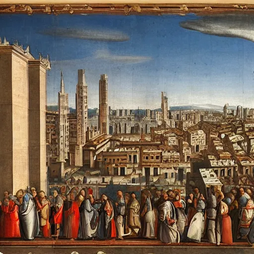 Image similar to the view of a city by girolamo da catignola, 1 5 2 0, architectural painting