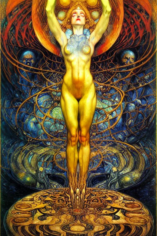 Image similar to Divine Chaos Engine by Karol Bak, Jean Delville, William Blake, Gustav Klimt, and Vincent Van Gogh, symbolist, visionary