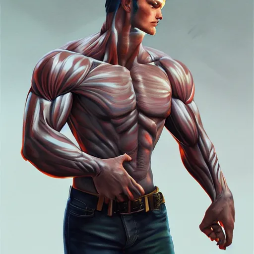 Image similar to muscular Johan liebert , digital art , hyperdetailed , artstation , cgsociety , matt painting , concept art