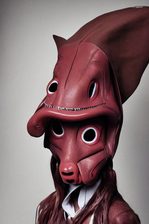 Image similar to comme des garcons campaign featuring jar jar binks as a female cowgirl, long eyeslashes, huge juicy lips, big seductive eyes, unprocessed colors, # nofilter, realistic vfx simulation
