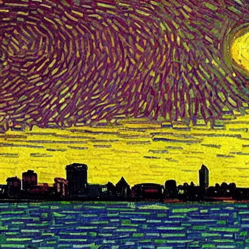 Prompt: downtown Tampa skyline by Van Gogh