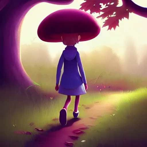 Image similar to collecting mushrooms ilustration a young girl walking in the woods collecting mushrooms, style by goro fujita, character art, sharp focus, highly detailed, artstation