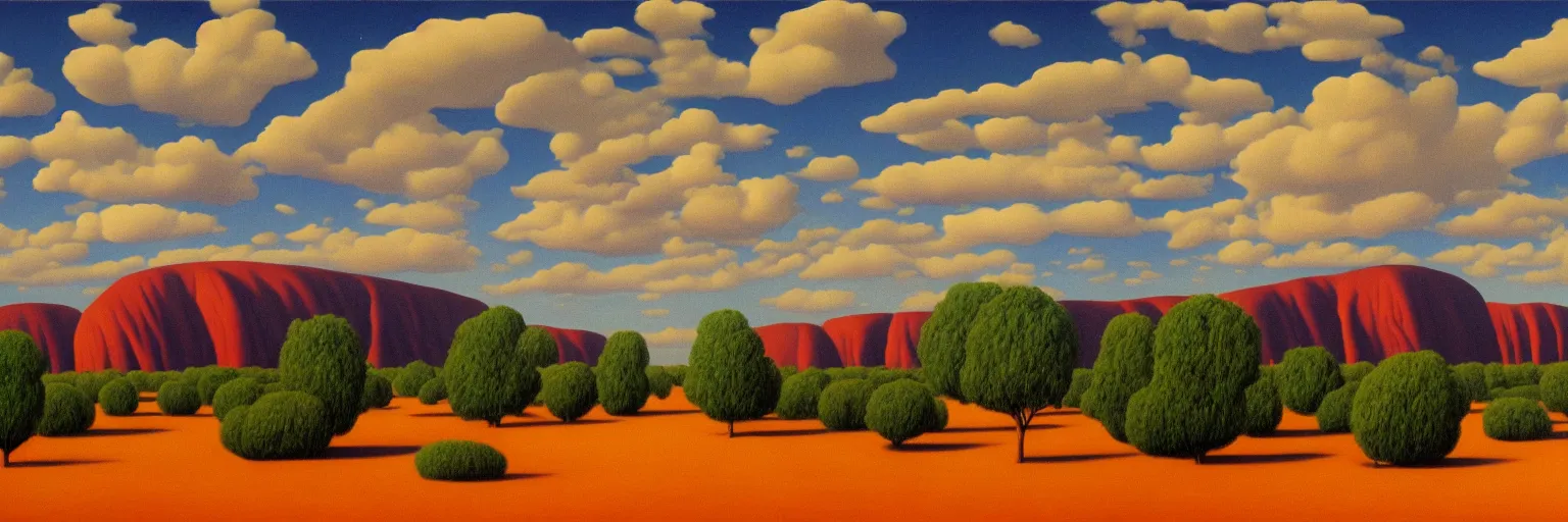 Prompt: Uluru oil painting magritte