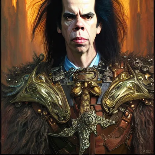 Image similar to nick cave as a fantasy D&D character, art by Donato Giancola and Bayard Wu, digital art, trending on artstation, 4k