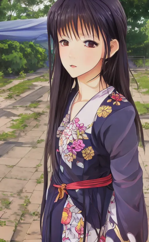 Prompt: anime style, side portrait of a girl walking, summer festival in background, yukata clothing, battlefield in background, hair down, symmetrical facial features, real faces, from arknights, hyper realistic, 4 k, extreme detail, trending artstation, safebooru, realistic lighting, by alphonse mucha, greg rutkowski, sharp focus, backlit
