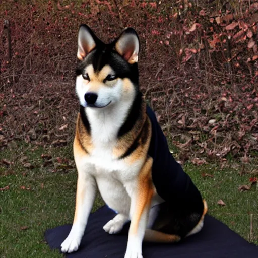 Prompt: ultra realistic Photogragraph from a Shib Inu wear a black hoodie