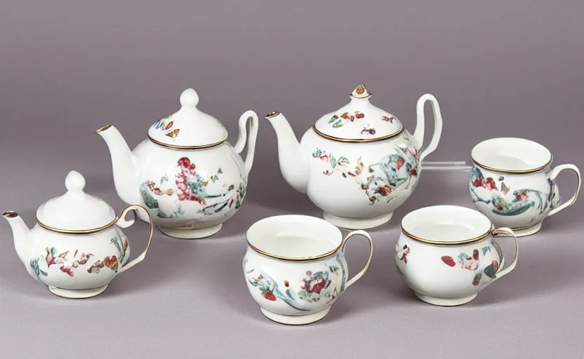 Prompt: Engalnd Porcelain tea set