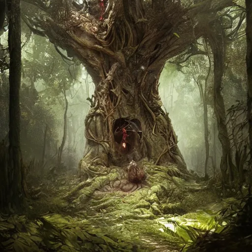 Image similar to an ent from lord of the rings, in the shape of a rat, in a corrupted forest, by greg rutkowski, trending on art station, highly detailed, magic the gathering, matte painting