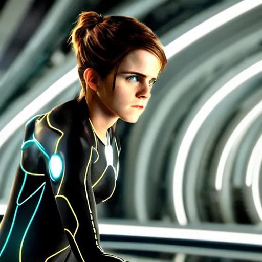 Image similar to movie still of emma watson in tron : legacy ( 2 0 1 0 )