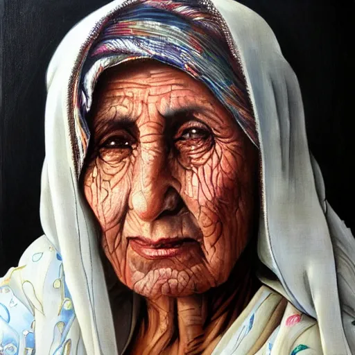 Image similar to portrait of a gentle and caring Kurdish grandmother, very detailed eyes, hyperrealistic, beautiful, very detailed painting by Glenn Fabry, trending on artstation, extremely high detail, incredibly intricate