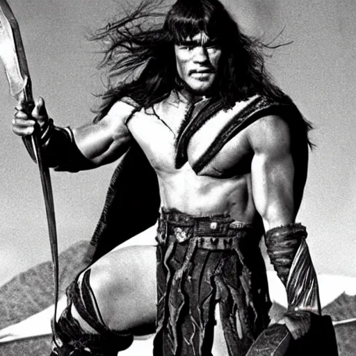 Image similar to photo conan the barbarian as superman