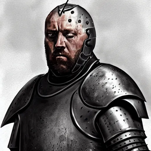 Image similar to gregor clegane from game of thrones wearing a heavy platemail helmet and armor, artstation hall of fame gallery, editors choice, #1 digital painting of all time, most beautiful image ever created, emotionally evocative, greatest art ever made, lifetime achievement magnum opus masterpiece, the most amazing breathtaking image with the deepest message ever painted, a thing of beauty beyond imagination or words, 4k, highly detailed, cinematic lighting
