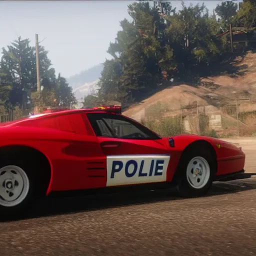 Prompt: police car ferrari in red dead redemption 2