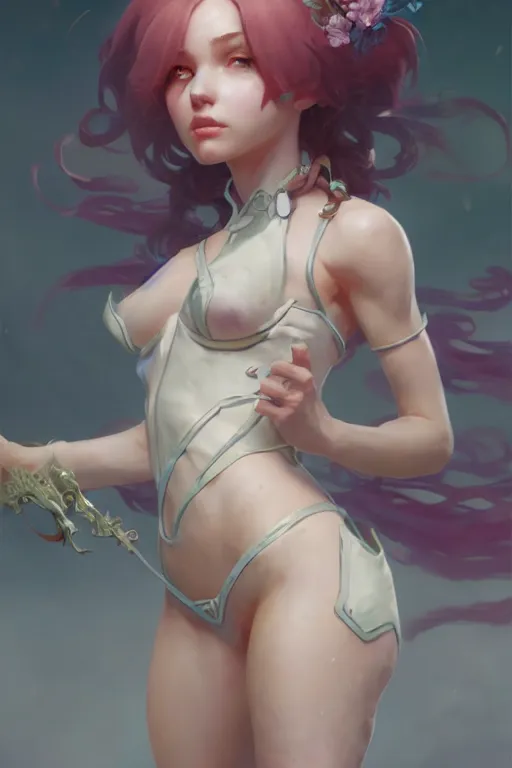 Prompt: a cute fantasy girl character, accurate anatomy, only two hands, highly detailed, digital painting, artstation, concept art, smooth, sharp focus, illustration, Unreal Engine 5, 8K, art by ross tran and greg rutkowski and alphonse Mucha