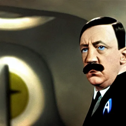 Image similar to A still of Hitler in Star Trek, colour photo