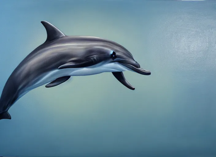 Image similar to a hyperrealistic painting of a bottlenose dolphin