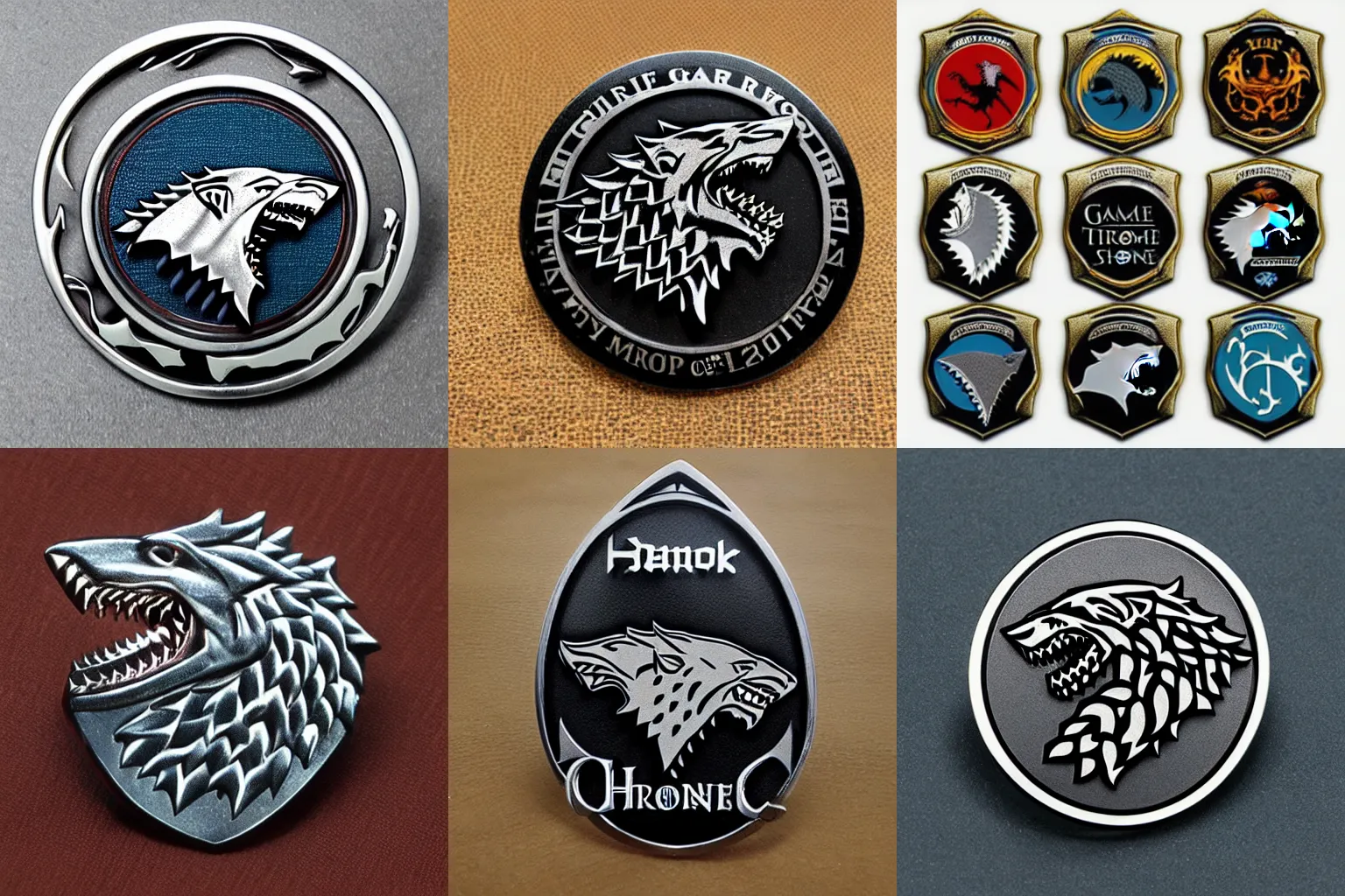 Prompt: game of thrones house of shark metal badge
