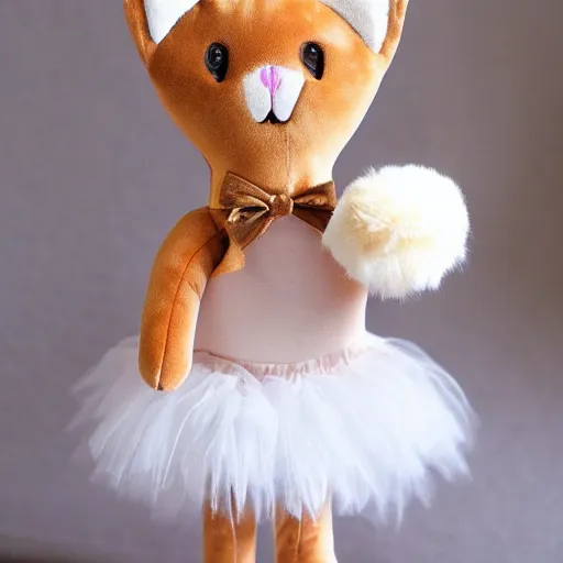 Image similar to plush cat toy dressed as a ballerina