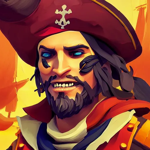 Image similar to painting jack the pirate on sea of thieves game avatar hero smooth face median photoshop filter cutout vector behance hd by jesper ejsing, by rhads, makoto shinkai and lois van baarle, ilya kuvshinov, rossdraws, illustration, art by ilya kuvshinov and gustav klimt